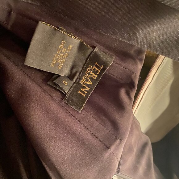 Terani Couture: Black with Gold Ombre evening gown - One Shoulder Dramatic Neck - Picture 7 of 7